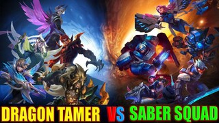DRAGON TAMER VS SABER SQUAD - SAKSIKAN KESERUAN PERTARUNGAN  KE DUA SQUAD BESAR INI DI LAND OF DAWN!
