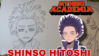 menggambar shino hitoshi karakter anime my hero academia