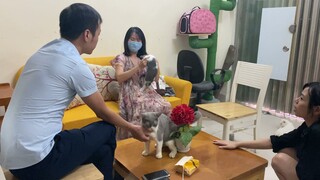 Tiệm mèo Sen tư vấn chị khách xinh đẹp sang tìm đón mèo bicolor dễ thương