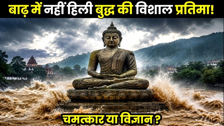 बाढ़ में भी अडिग बुद्ध प्रतिमा! 🌊 बुद्ध या विज्ञान?