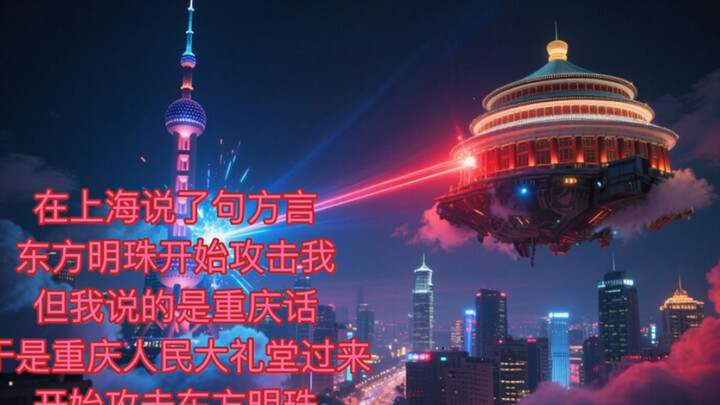 重庆人民大礼堂和东方明珠打起来了