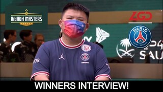 WINNERS INTERVIEW WITH XINQ PSG.LGD VS OG RIYADH MASTERS 2022 SEMIFINALS BY GAMERS 8