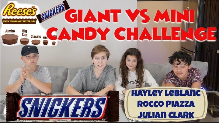 Giant vs Mini CANDY CHALLENGE (MANI CAST,  Hayley LeBlanc, Julian Clark, & Rocco Piazza)