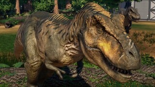 2 T-Rex With Scars & 2 Carcharodontosaurus Breakout & Fight - Jurassic World Evolution Mods 4K60FPS