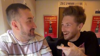 Taking my Russian dad on China's high-speed train for the first time—after getting off the train, we