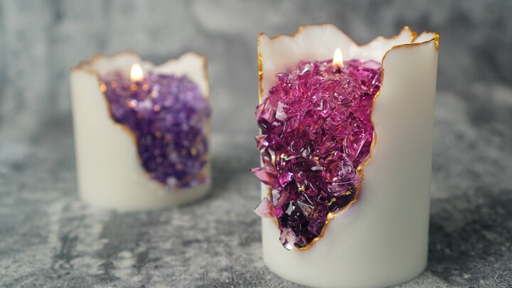 如何制作blingbling紫水晶矿石蜡烛