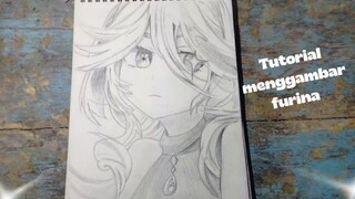 cara menggambar furina dengan menggunakan pensil