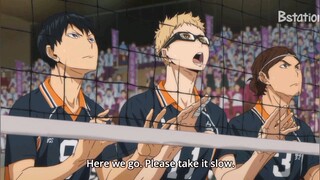 Tsukki's call for 3 blocks timing (total defense)