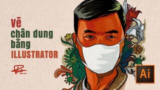 Vẽ chân dung minh họa mùa covid 19 bằng illustrator   | BONART