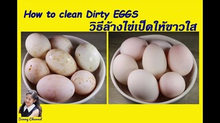 วิธีล้างไข่เป็ดให้ขาวใส : How to clean Dirty Eggs l Sunny Channel