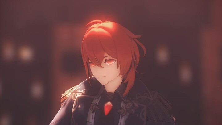 [Genshin Impact MMD/Diluc] Kunci seluruh ruangan dengan warna merah - atapnya terbakar