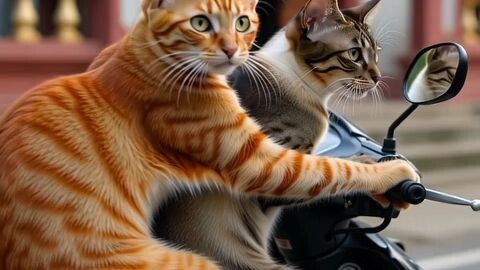 แมวส้มกับแมวสลิดขับรถผ่านวัดหนีผี