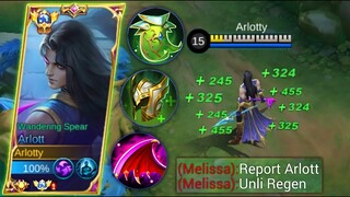 GLOBAL ARLOTT LIFESTEAL BUILD!! UNLIMITED HP REGEN HACK!! (You must try this) | MLBB