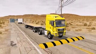 Flatbed Truck Mcqueen  _ Transportation with Truck - Pothole vs Car _449 - BeamN