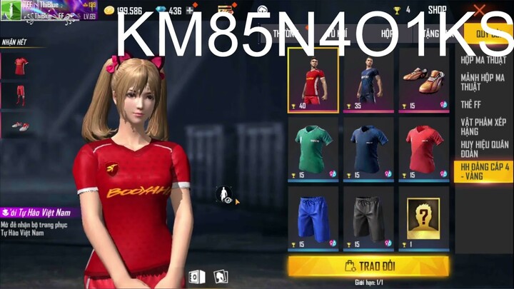 FREE FIRE - Share GIFTCODE 6000 Kim Cương, Test Tỷ Lệ Săn Áo Bóng Đá Việt Nam Và Tặng Code |THI BLUE