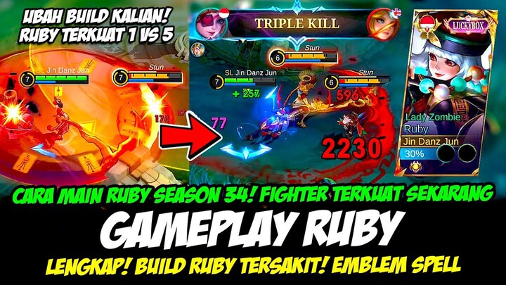 CARA MAIN RUBY SEASON 34 + TIPS RUBY TERKUAT 1 VS 5❗BUILD RUBY TERSAKIT 2024❗GAMEPLAY RUBY TERBARU