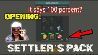 OPENING "SETTLER'S PACK " (IT SAYS 100 PERCENT CHANCE??) - Last Day On Earth: Survival