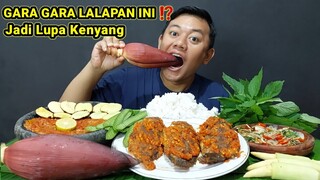MAKAN LALAPAN JANTUNG PISANG MENTAH, JENGKOL MENTAH IKAN ASIN SAMBAL TERASI IKAN NILA BALADO