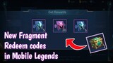 New free fragments Redeem codes in mobile legends | How to redeem code in mobile legends