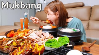 🍲돼지국밥+모듬수육,연탄불고기먹방🥩 얼큰~해지는 날씨엔 쌀쌀~한 국밥에 쏘주한병으로 힐링💃 SPICY SOUP MUKBANG ASMR EATINGSHOW REALSOUND 요리먹방