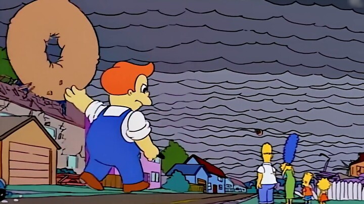 The Simpsons: A giant advertising man resurrects and destroys the city crazily. Bart gets a demonic 