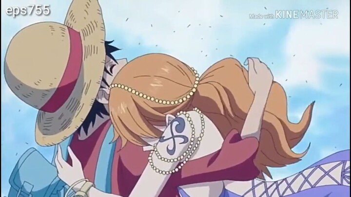 Momen Nami memeluk Luffy