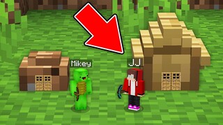 JJ and Mikey SECRET TINY House Battle in Minecraft Challenge (Maizen Mazien Mizen) Smallest house
