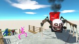 Choo Choo Charles Death Fall vs Rainbow Friends - Animal Revolt Battle Simulator
