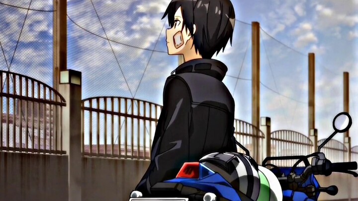 [ Sword Art Online ] Kirito is pretty cool on a motorcycle ❥(^_-)
