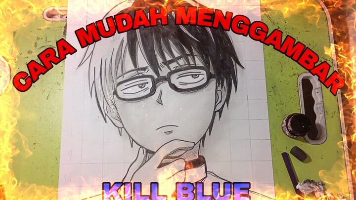 cara mudah menggambar anime kill blue