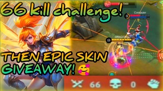 FANNY 66 KILL CHALLENGE AT CUSTOM AI MODE / EPIC SKIN GIVEAWAY / MOBILE LEGENDS