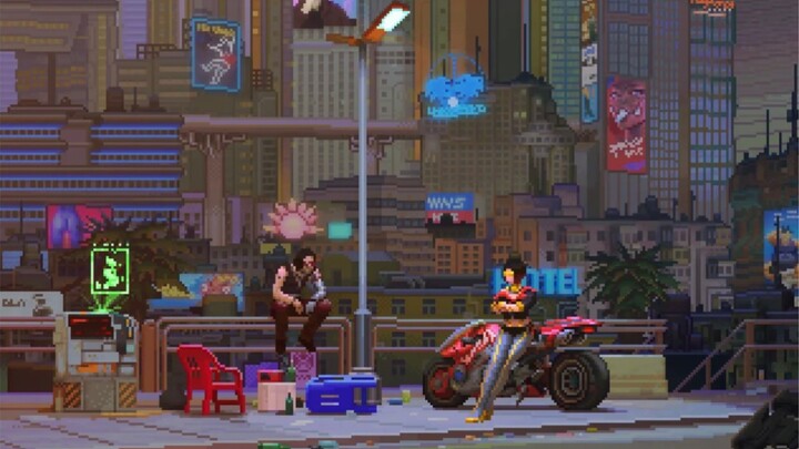 [Pixel Art] Tampilan kemajuan animasi kecil Cyberpunk 2077.01