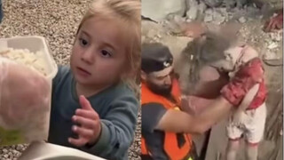 My sister will definitely be happy in her next life... The little girl who gets food from Palestine