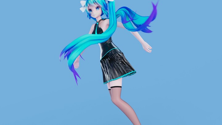 Hatsune Miku in black official costume & Hi-fi Raver