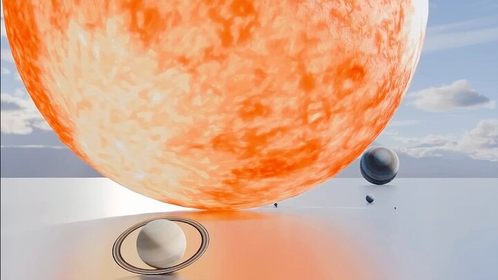 A直观 comparison of the sizes of celestial bodies in the solar system