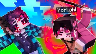 YORIICHI vs DEMON TANJIRO from Demon Slayer in Minecraft Demon Slayer Mod!