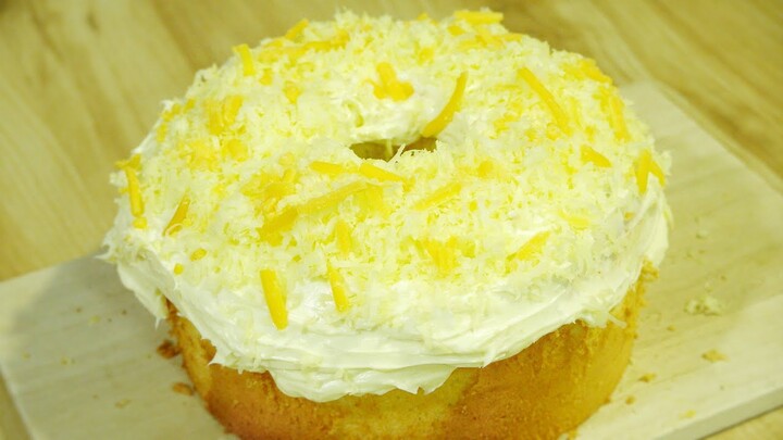 3-cheese chiffon cake ชิฟฟ่อนเค้กชีสสามชนิด เนื้อเค้กฟูนุ่มเด้ง หน้าชีสเน้นๆ [Nokko's Corner 18]