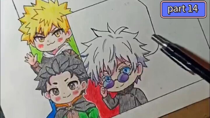 menggambar karakter anime dengan gaya Chibi😍 - part 14