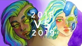 Cyborg Girl 2018 VS 2019 Redraw/Repaint | PART 2 | MediBang Speedpaint