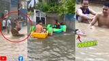 Biglaan swimming ang tropa nag surfing pa sa baha! - Pinoy memes funny videos