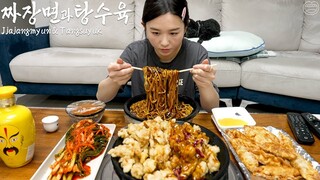 Real Mukbang:) Jjajangmyeon, sweet and sour pork (ft.kaoliang liquor) ☆ Comfort korean chinese food
