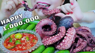 ASMR COOKING EATING GIANT OCTOPUS TO CELEBRATE 1 MILLION SUBSCRIBERS ,  EATING SOUNDS | LINH-ASMR