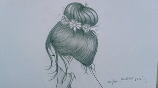 Cara Menggambar Anime Cewek Tampak dari Samping dengan Rambut Terikat