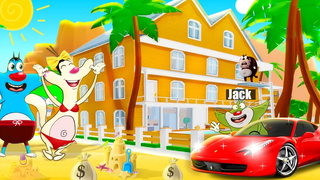 Roblox Oggy สร้างบ้านชายหาดสุดหรูพร้อมแจ็คใน Tycoon ชายหาด Rock Indian Gamer