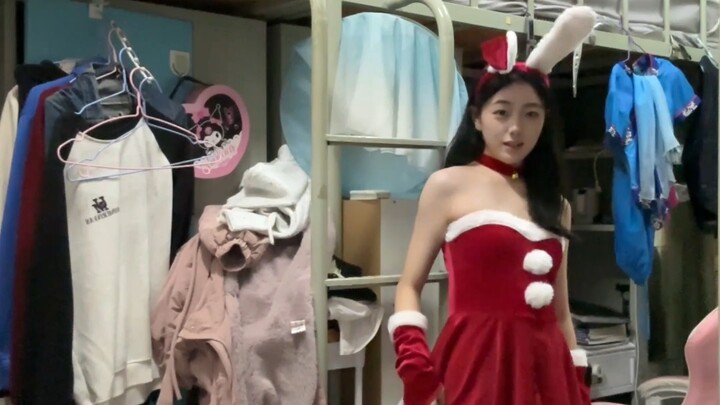 Today I’m borrowing my roommate’s red dress to get in the Christmas spirit.