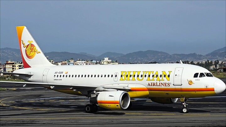 Bhutan Airlines A319 Taxi & Close-Up View | Kathmandu Airport (KTM/VNKT)