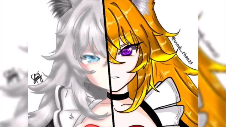 Collab Coloring Anime menggunakan aplikasi IbispaintX