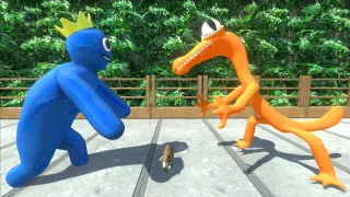 Rainbow Friends Blue, Orange DEATH RUN - Animal Revolt Battle Simulator