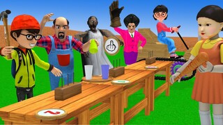 Scary Teacher 3D vs Squid Game Wooden Hammer Challenge 5 Times Miss T vs 2 Neighbor Loser