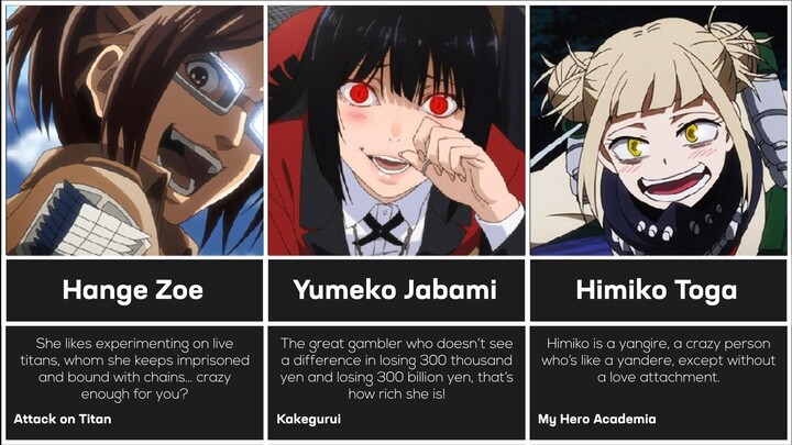Craziest & Insane Anime Girls of All Time | Anime Comparison